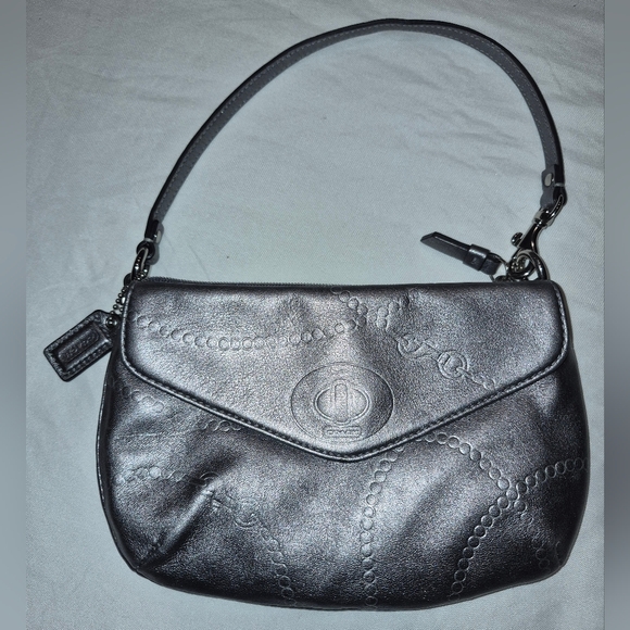 Coach Handbags - Y2K Coach SILVER leather Mini Bag/Clutch NWOT